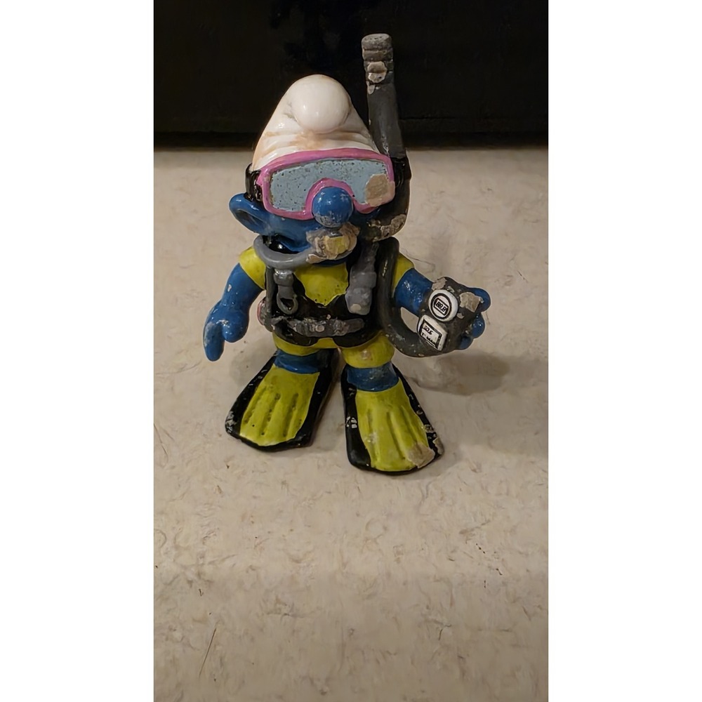 Smurfs 20466 Scuba Diver Smurf Vtg Figure Mask Snorkel Schleich PVC Figurine